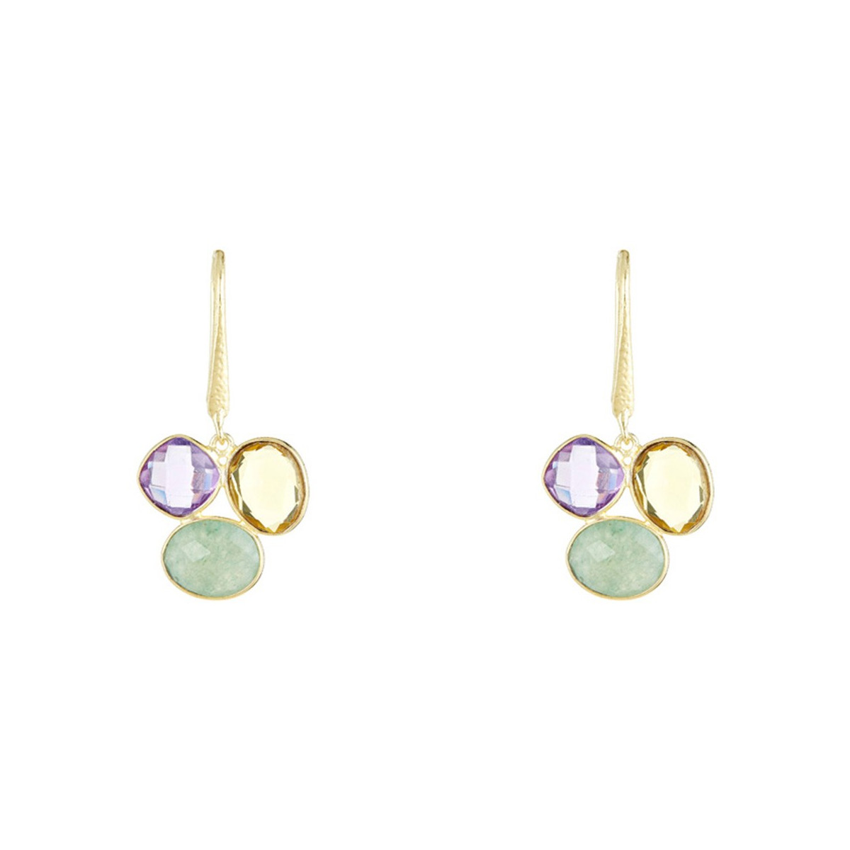 Boucles d'oreilles Nastasia doré et améthyste, aventurine multicouleurs Boucles d'oreilles Nastasia en et pierres naturelles
