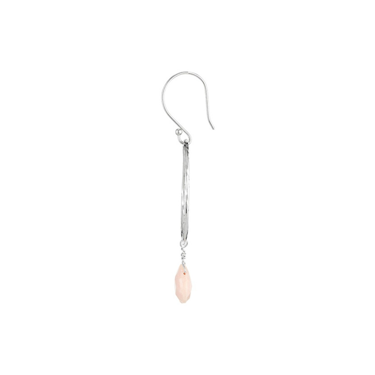 3EE077Rogv Boucles d'oreilles laiton argenté montées d'une opale rose "Noéllie"