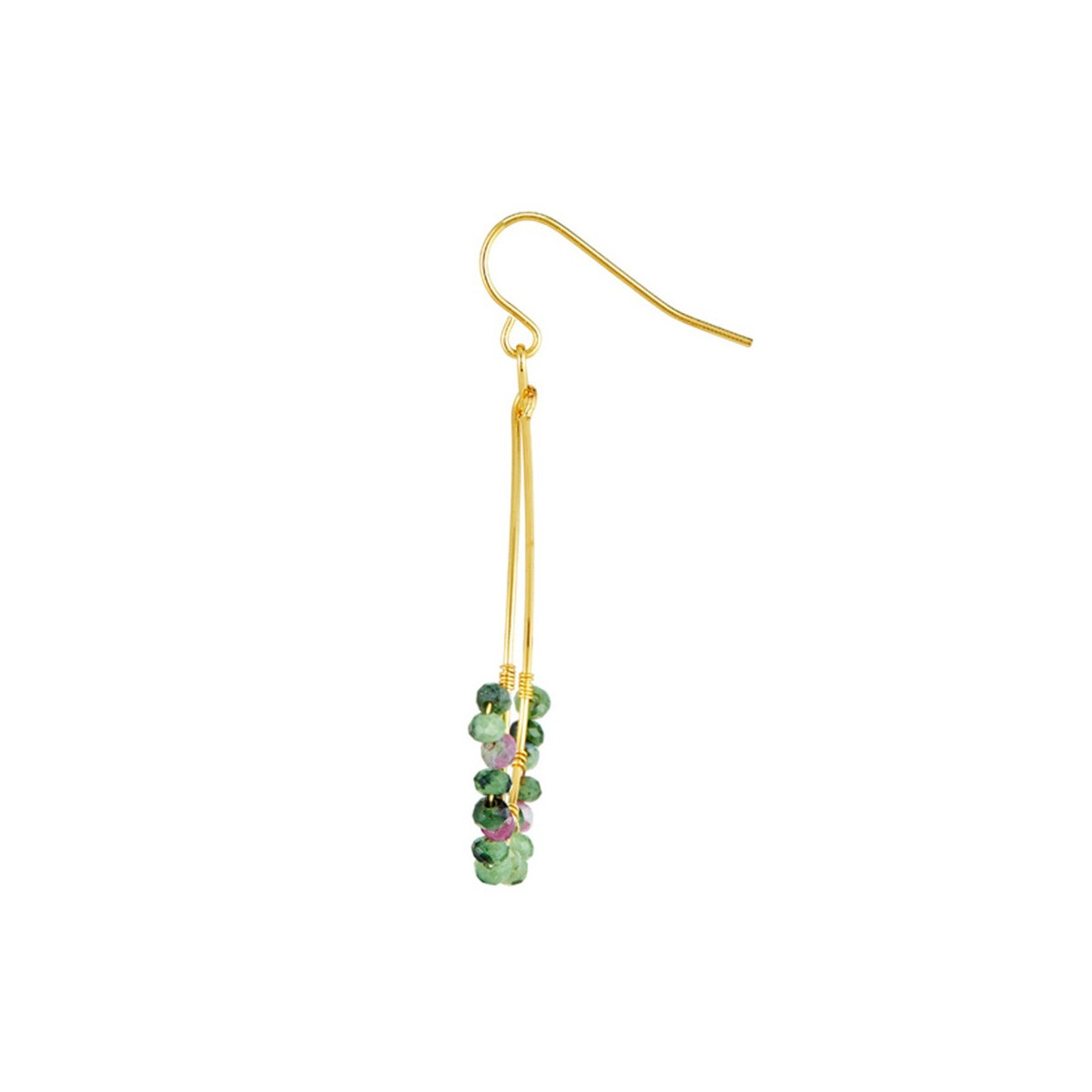 Boucles d'oreilles dorées montées d'une tourmaline verte "Ophélia"