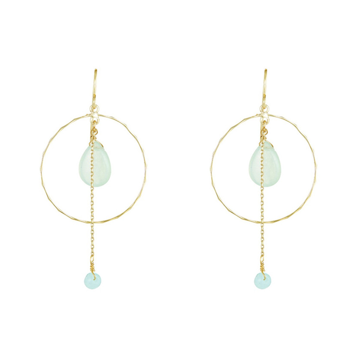 Boucles d'oreilles Priscilla doré et jade verte Boucles d'oreilles "Solaria" Jade Vert Laiton doré
