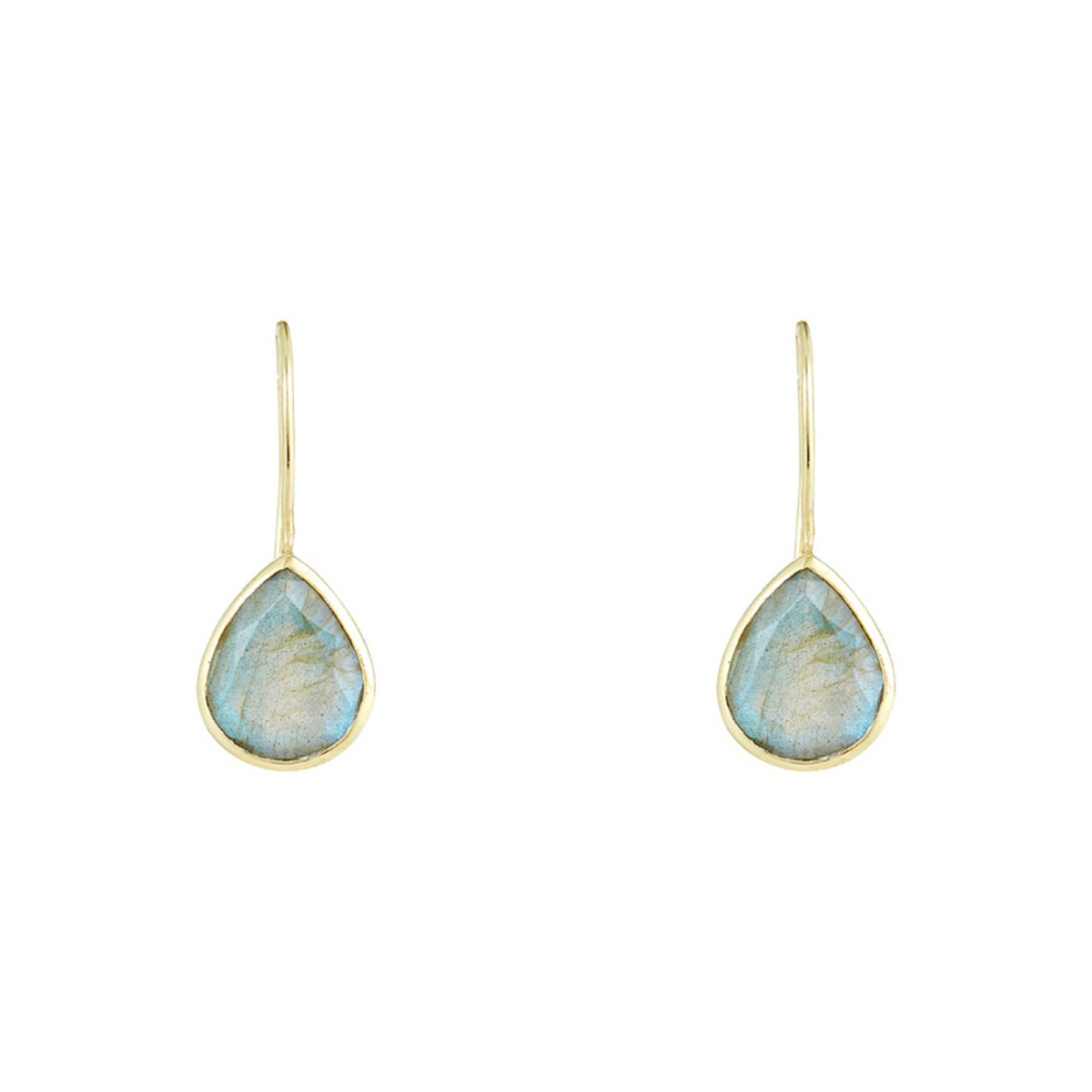Boucles d'oreilles Rosalie doré et labradorite grise Boucles d'oreilles "Quintessence" Labradorite Laiton doré