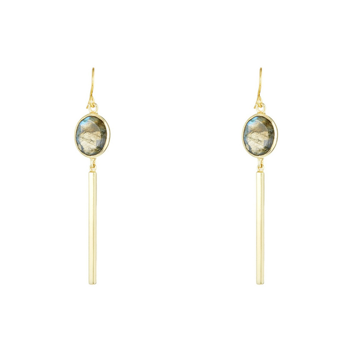Boucles d'oreilles Selma doré et labradorite grise Boucles d'oreilles "Vestige" Labradorite Laiton doré