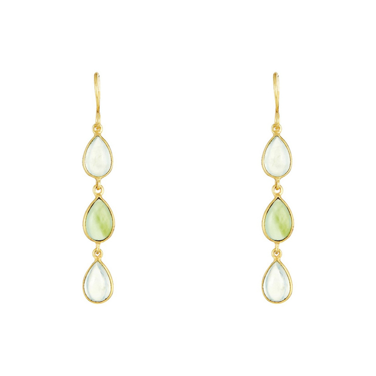 Boucles d'oreilles "Radiantea" Calcédoine Vert Laiton doré