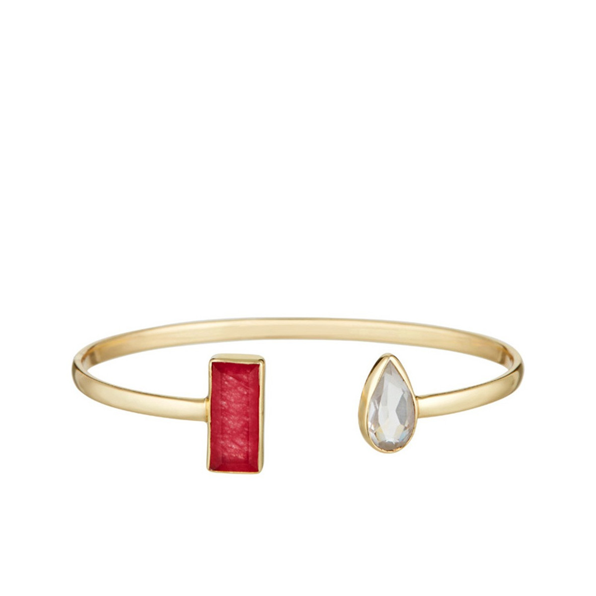 Bracelet Anaîs doré et agathe rouge Bracelet "Zéphira" Agate rouge et Crystal Laiton doré