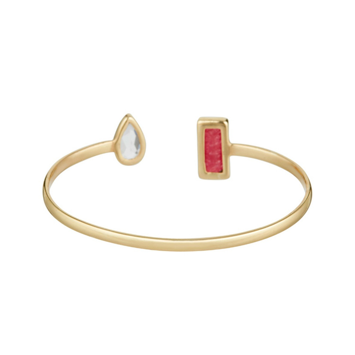 3RC474RBjgv Bracelet "Zéphira" Agate rouge et Crystal Laiton doré
