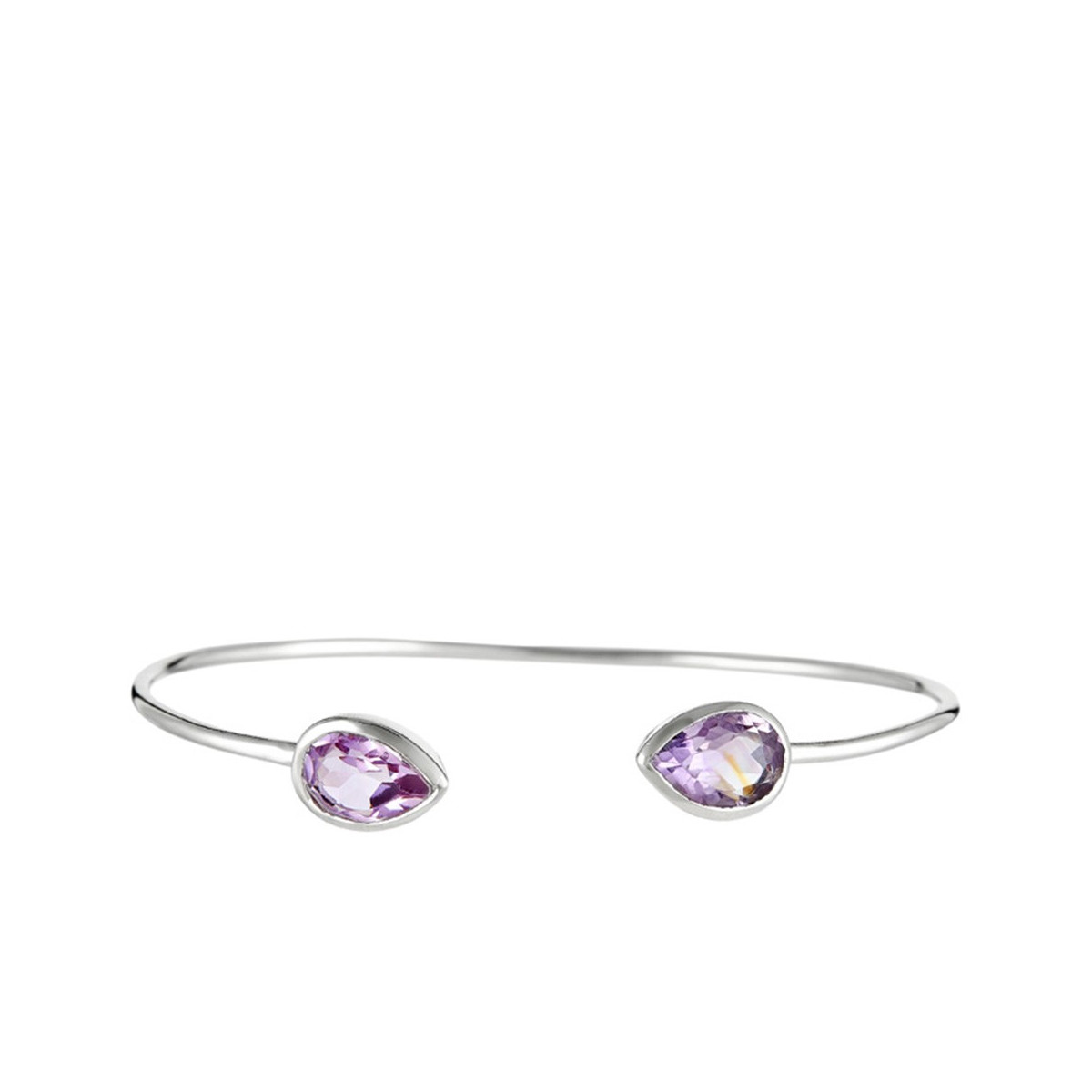 Bracelet Aude Argenté et améthyste violet Bracelet "Sillonia" Améthyste Laiton