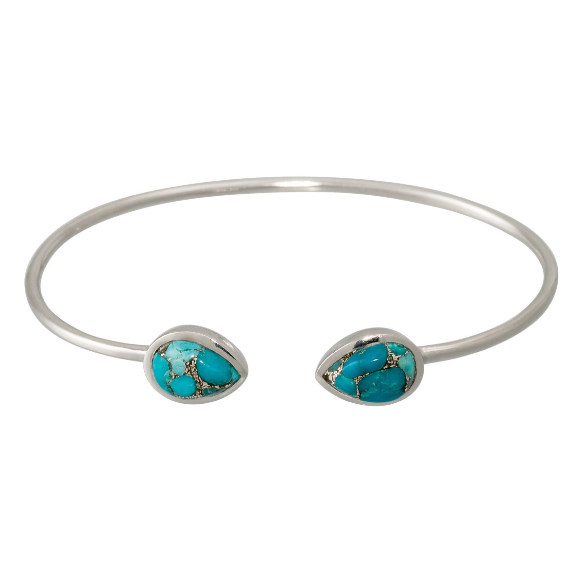 Bracelet Aude Argenté et turquoise bleue Bracelet "Sillonia" Turquoise Laiton