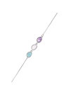 Bracelet Aurore Argenté et améthyste, quartz, amazonite multicouleurs 