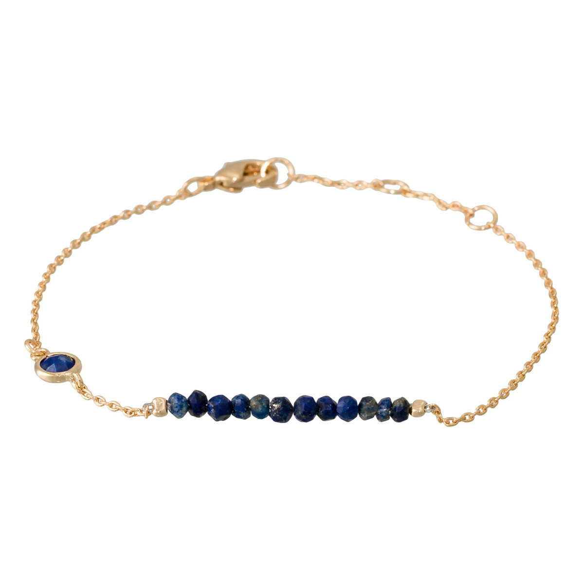 Bracelet chaine laiton doré monté d'un Lapis bleu "Enora"