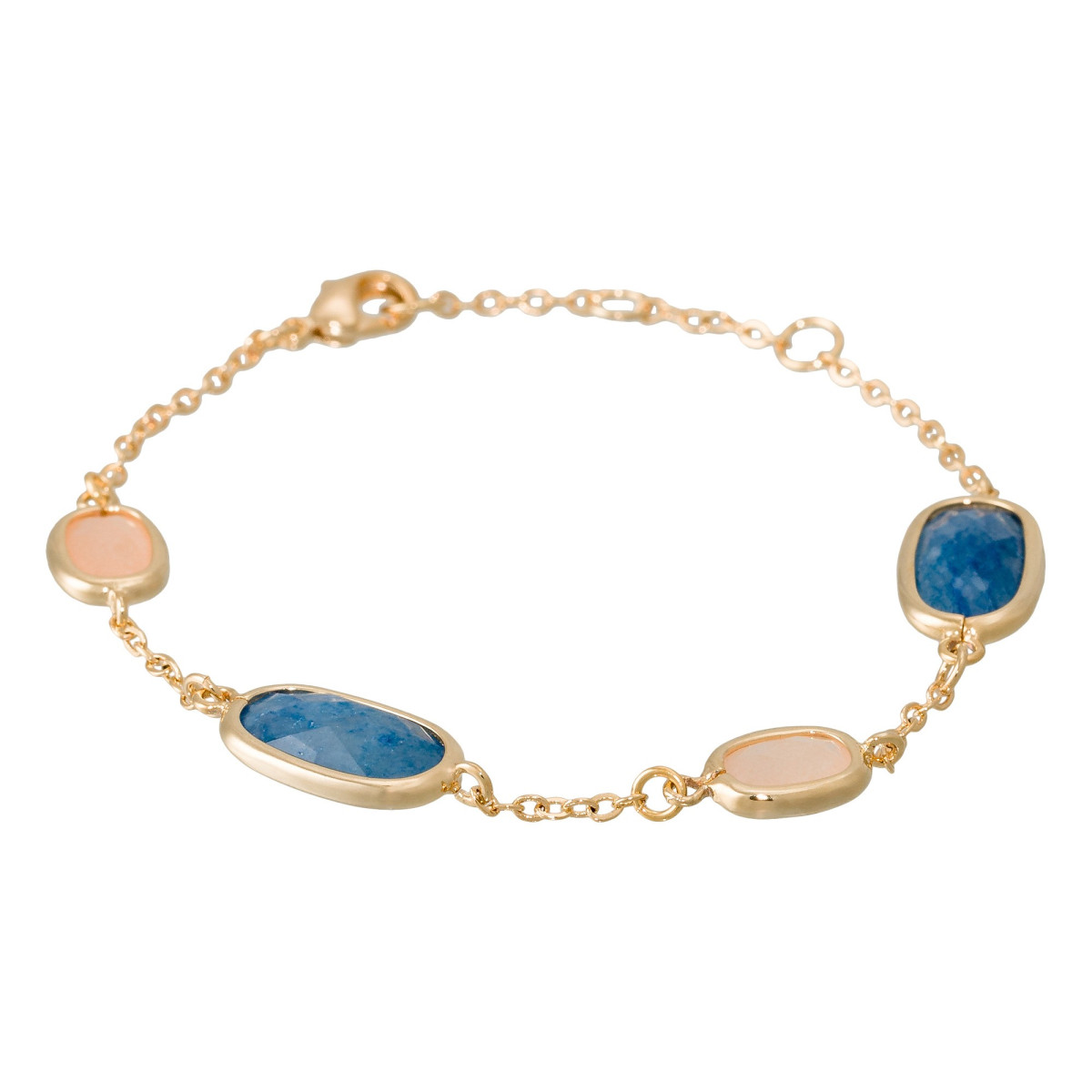 Bracelet chaine "Laurélie" laiton doré monté d'une Aventurine bleue