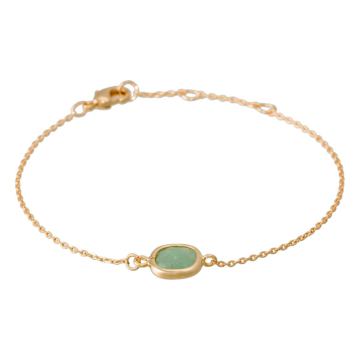 Bracelet chaine laiton doré monté d'une aventurine verte "Lilou"