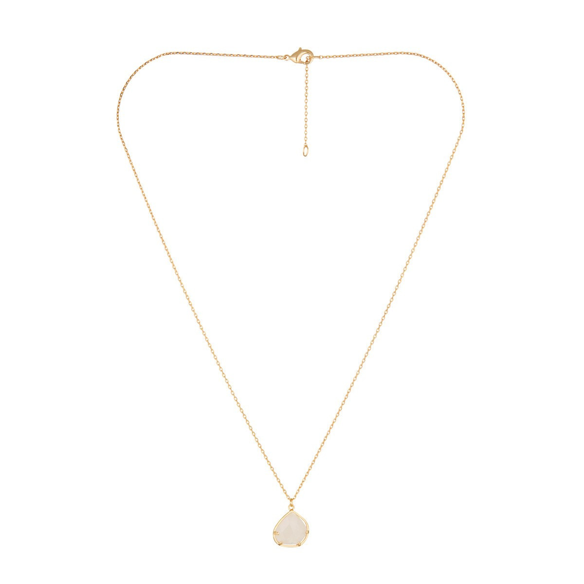 3CS645Rojgv Collier laiton doré monté d'un quartz rose " Charlie "