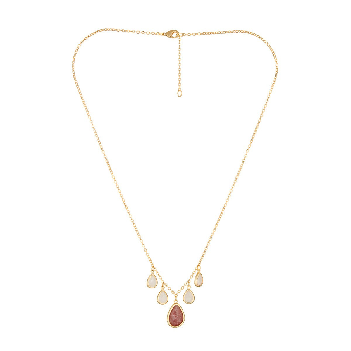 3CS477Rjgv Collier laiton doré monté d'un quartz rose " Fanny "