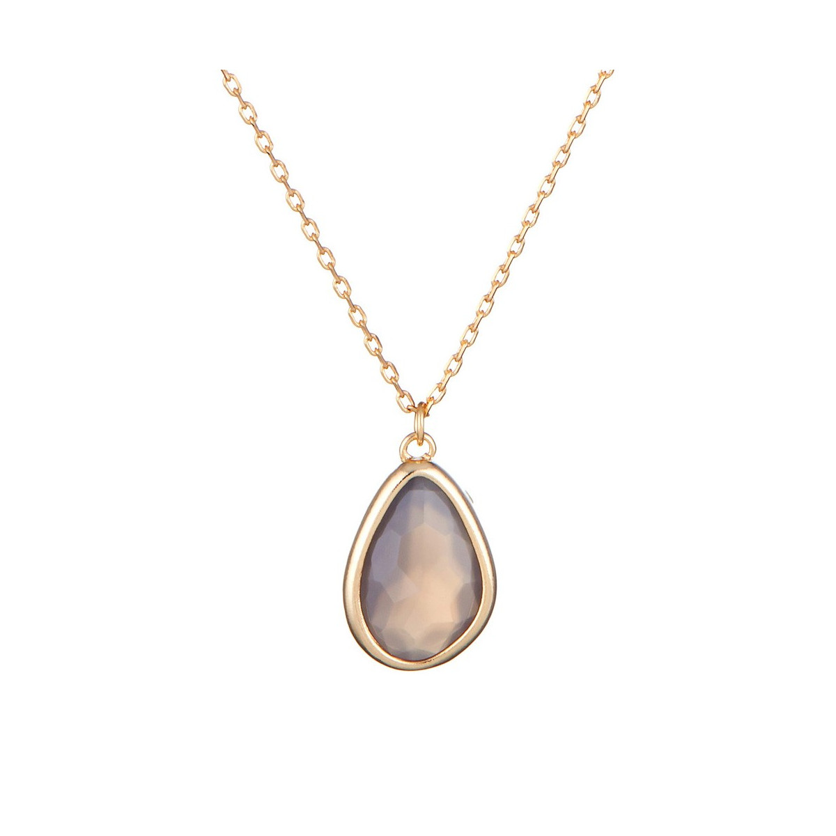 Collier Louane doré et agathe grise Collier "Pérénelle" Agate grise Laiton doré