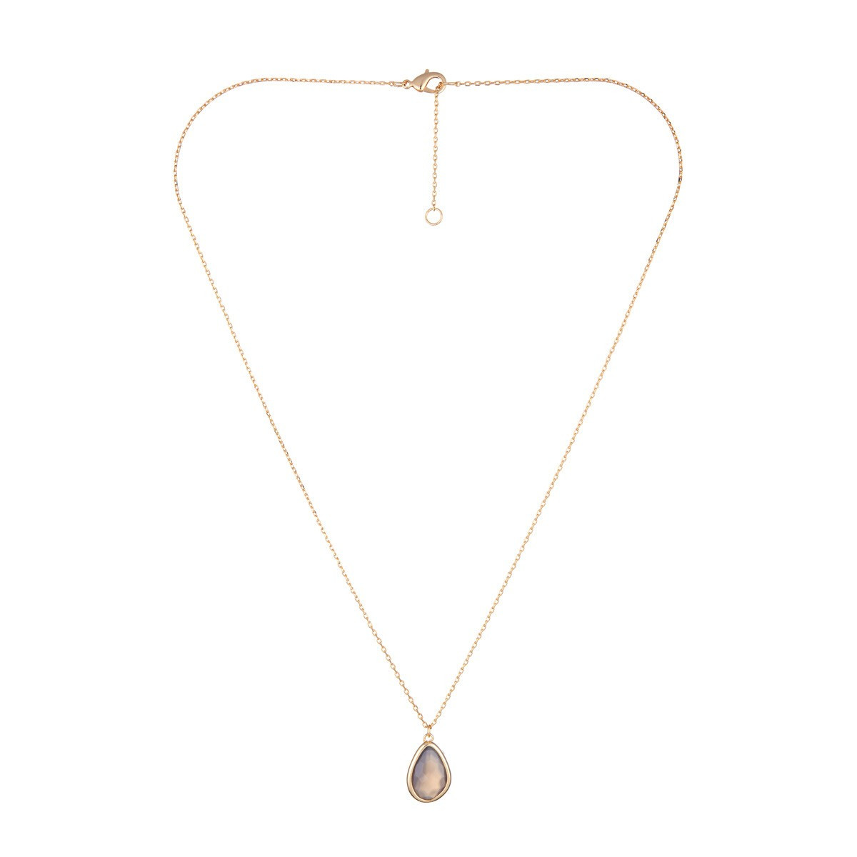3CS396Gjgv Collier "Pérénelle" Agate grise Laiton doré