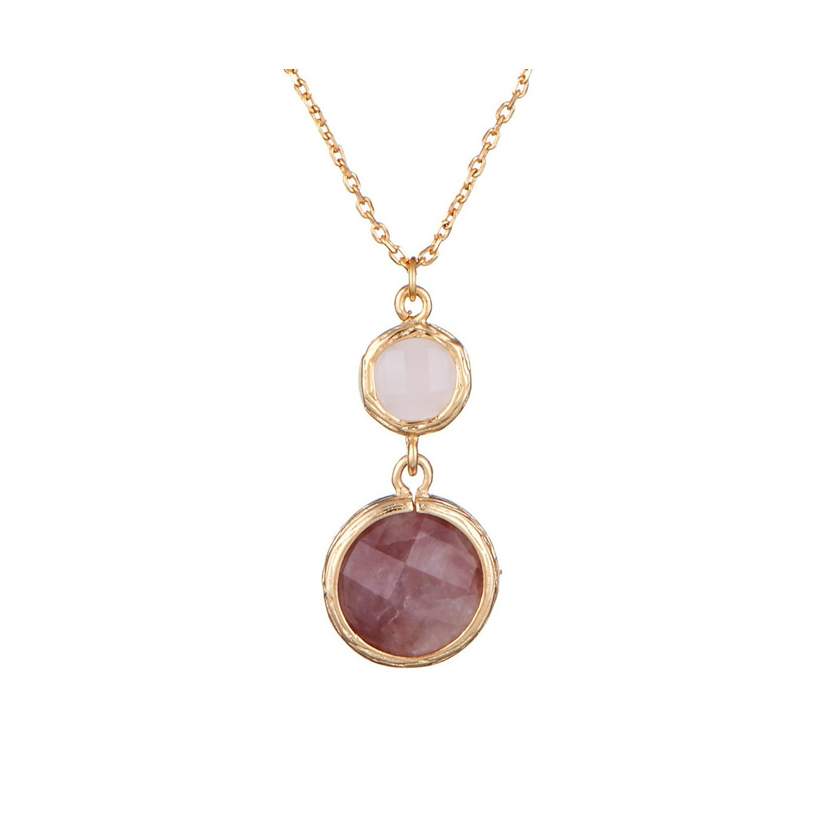 Collier Maé doré et quartz rose et rouge Collier "Paradisae" Quartz rouge et Quartz rose Laiton doré