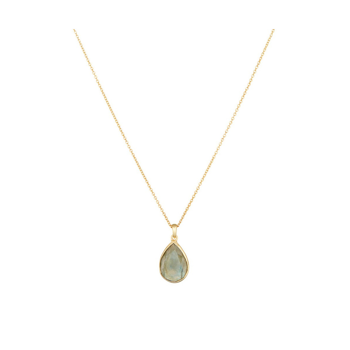 Collier Matéa doré et labradorite grise Collier "Héliodora" Labradorite Laiton doré