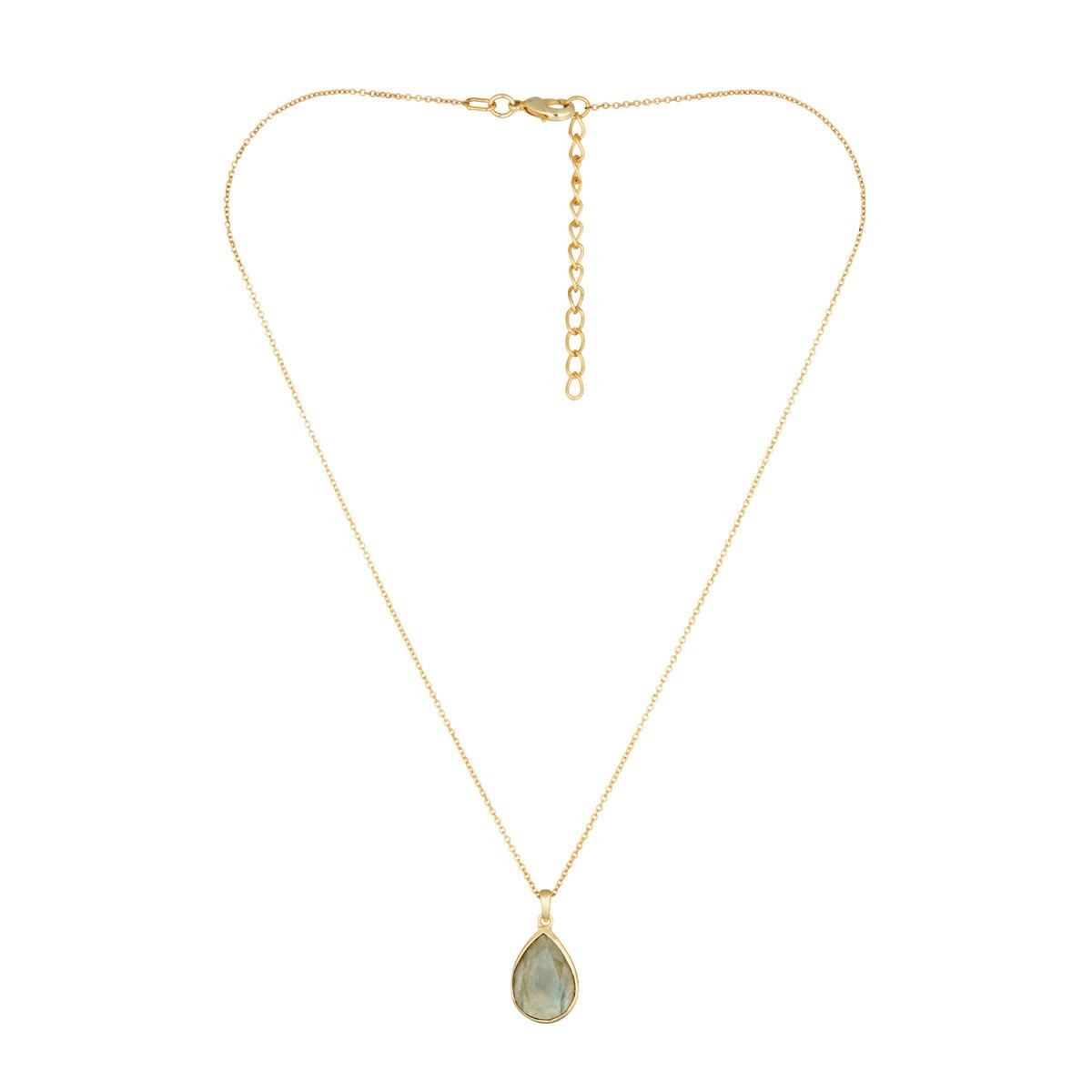 3CC936Gjgv Collier "Héliodora" Labradorite Laiton doré