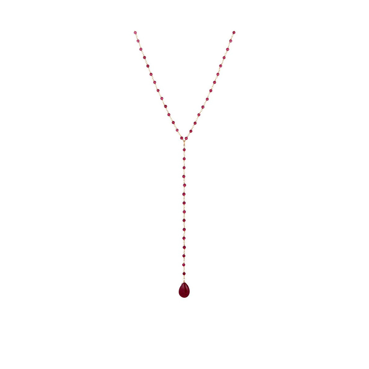 Collier Rosie doré et jade rouge Collier "Lyramea" Jade Rouge Laiton doré