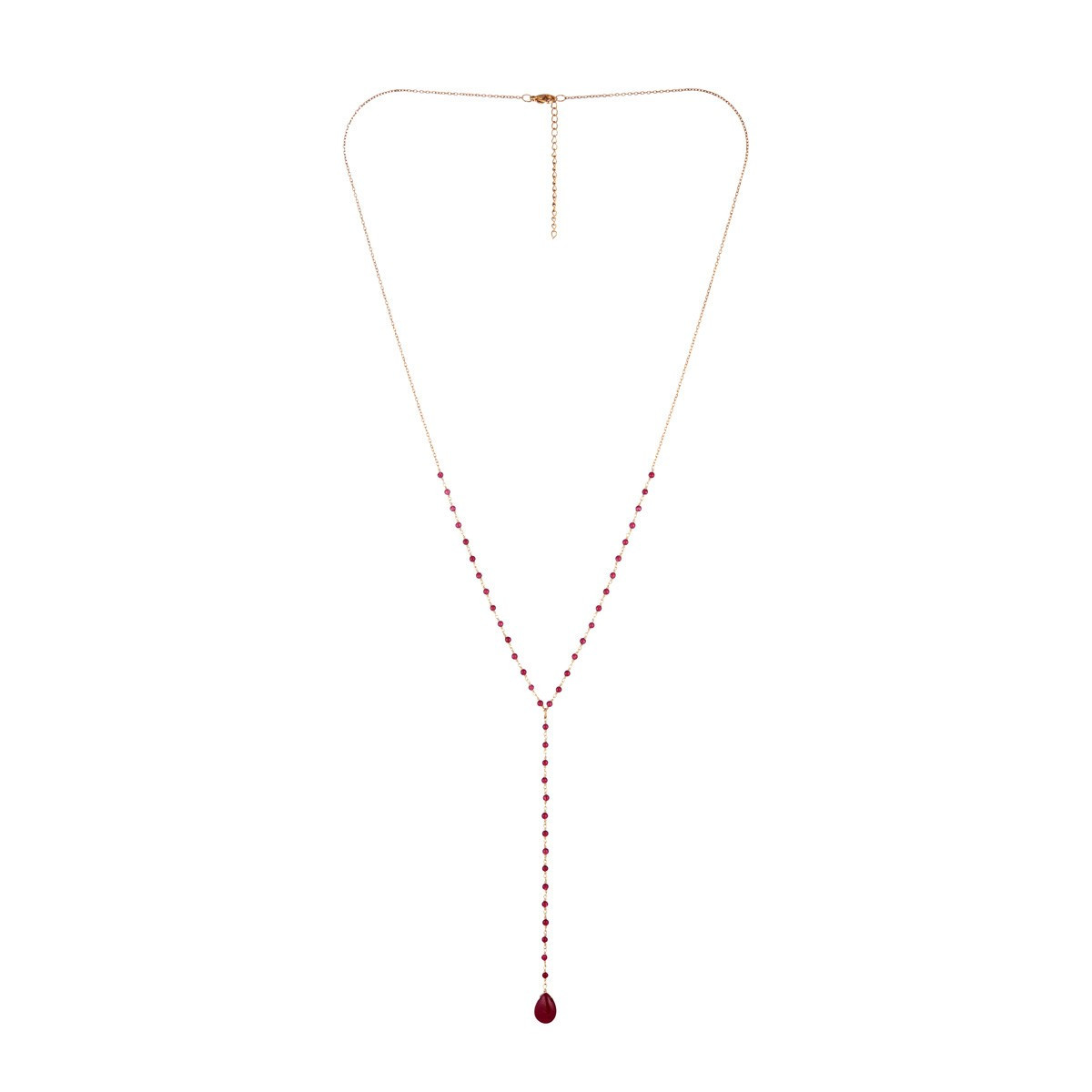 3CL305Rjgv Collier "Lyramea" Jade Rouge Laiton doré