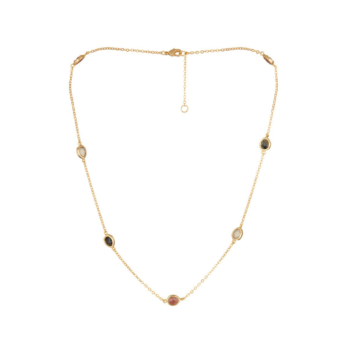 3CS52GNRjgv Collier laiton doré monté d'un quartz Rouge " Sybille "