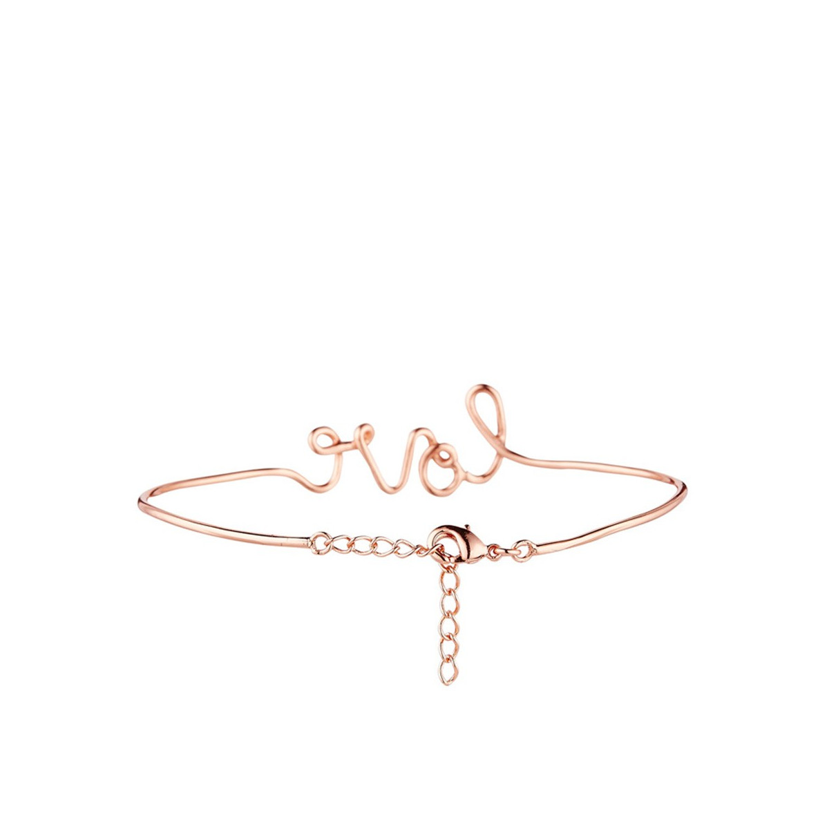 "LOVE" Bracelet jonc en fil lettering rosé à message