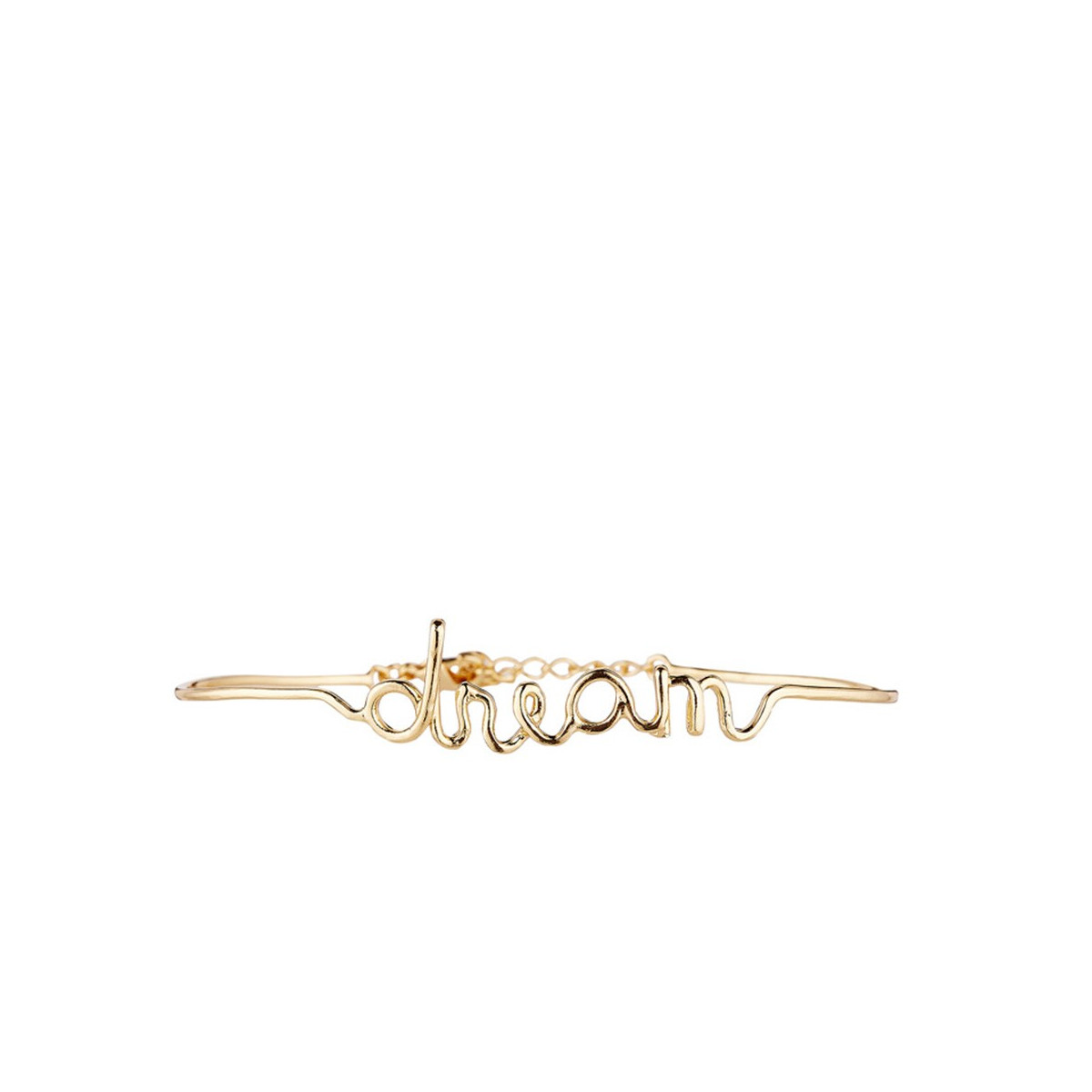 "DREAM" Bracelet jonc en fil lettering doré à message