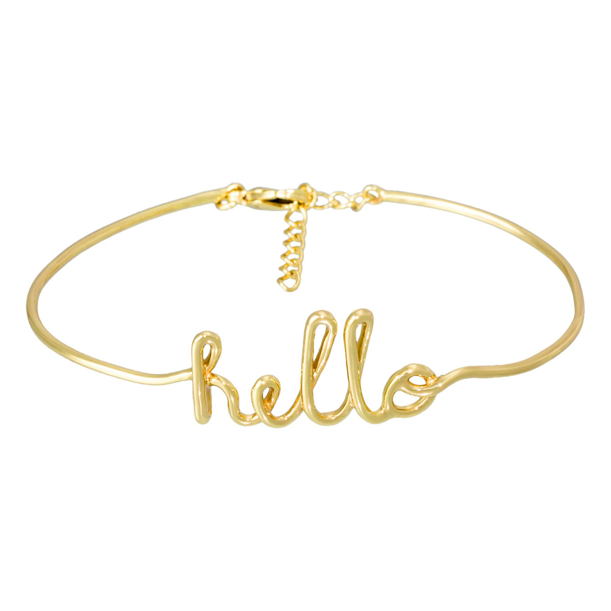 "HELLO" Bracelet fil lettering doré à message