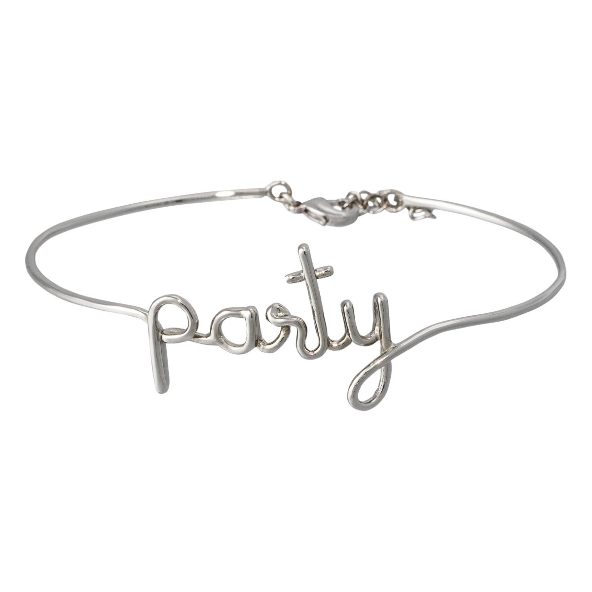 "PARTY" Bracelet fil lettering argenté à message