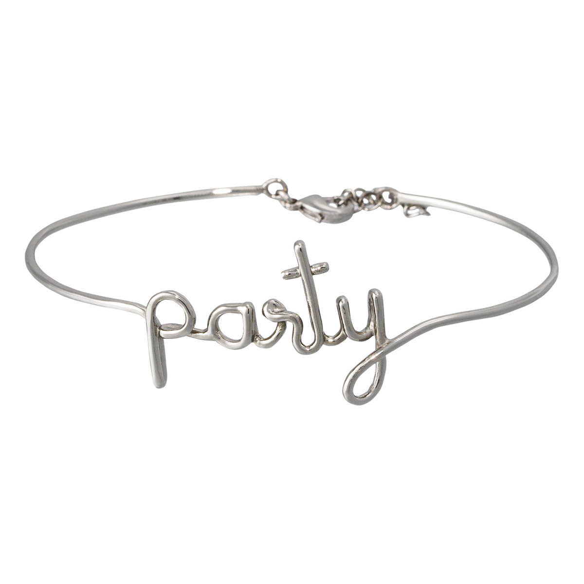 Bracelet Jonc à message "PARTY" argenté "PARTY" Bracelet fil lettering argenté à message