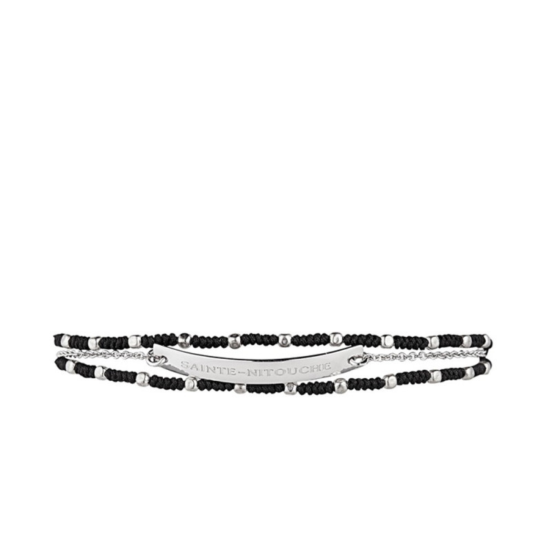Bracelet Jonc à message "SAINTE-NITOUCHE" argenté Bracelet Jonc à message "SAINTE-NITOUCHE" argenté