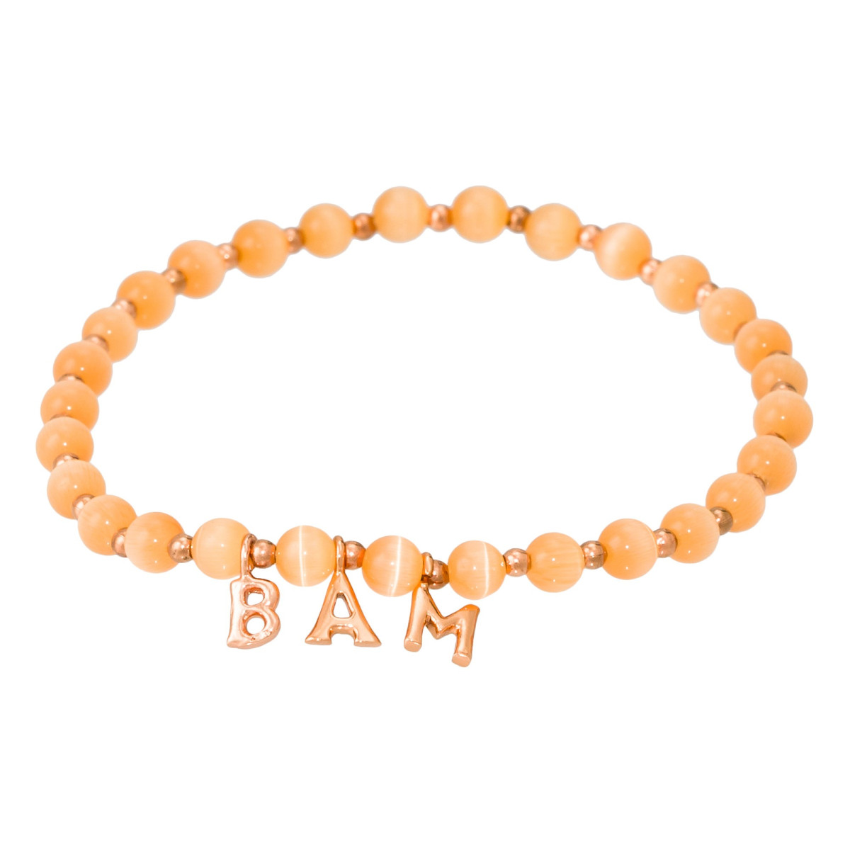 Bracelet Jonc à message "BAM" rosé "BAM" Bracelet perle et lettering rosé à message