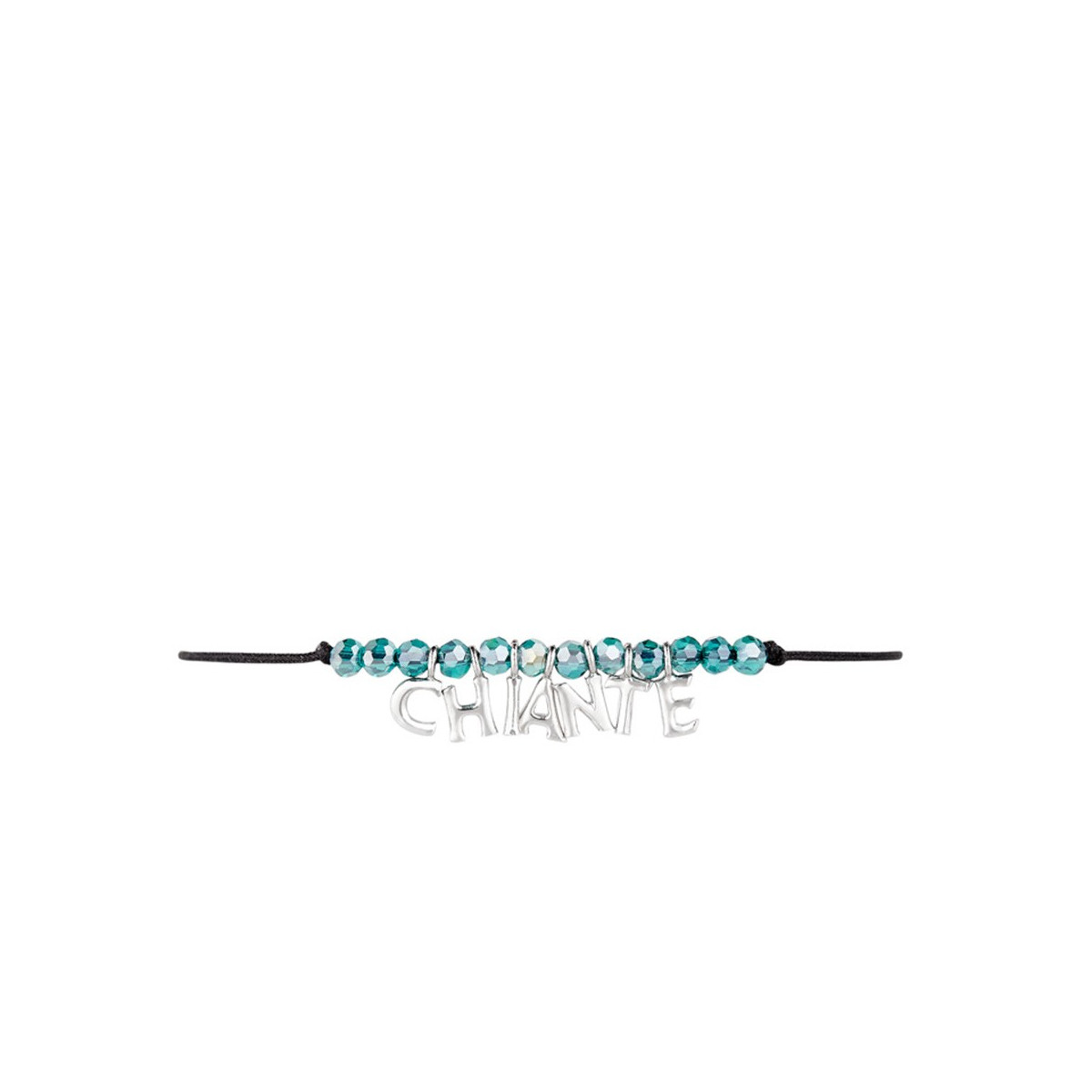 Bracelet Jonc à message "CHIANTE" argenté "CHIANTE" Bracelet cordon et lettering argenté à message