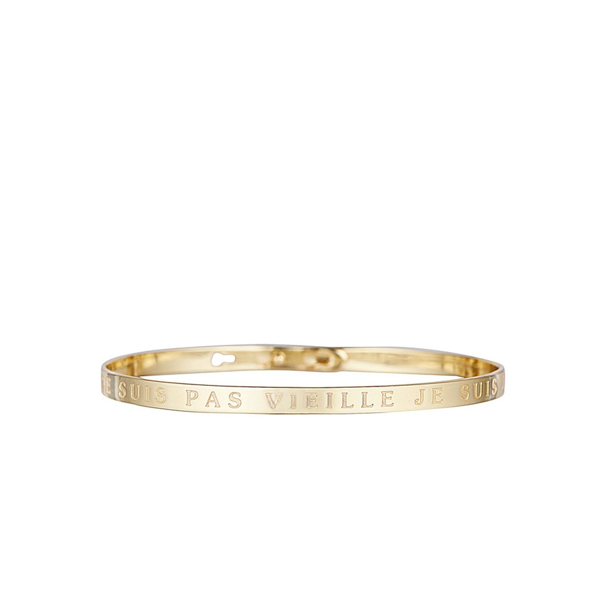 Bracelet Jonc à Message En Laiton Doré - Message Personnalisable - Ajustable Avec Fermoir à Crans