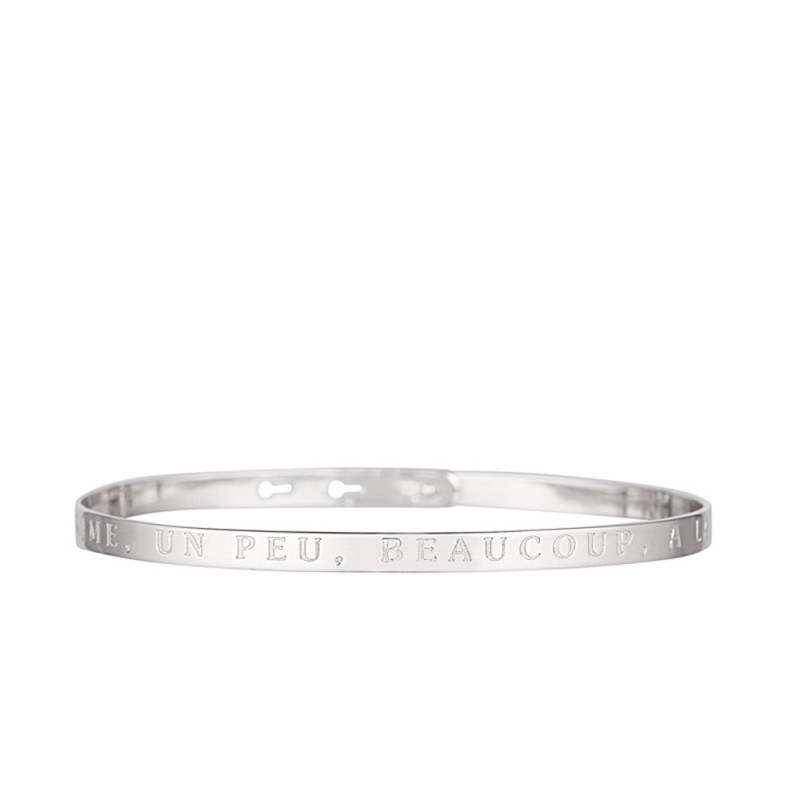 Bracelet Jonc à message "JE T"AIME, UN PEU, BEAUCOUP, A LA FOLIE" argenté Bracelet Jonc à message "JE T"AIME, UN PEU, BEAUCOUP, A LA FOLIE" argenté