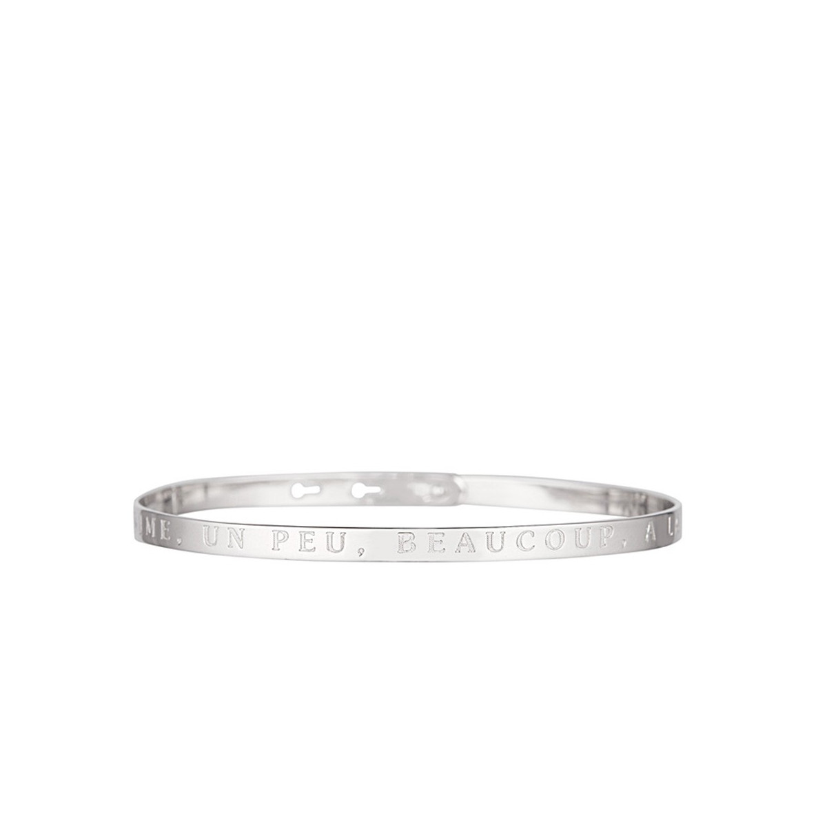 Bracelet Jonc à message "JE T"AIME, UN PEU, BEAUCOUP, A LA FOLIE" argenté "JE T'AIME, UN PEU, BEAUCOUP, A LA FOLIE" bracelet jonc argenté à message