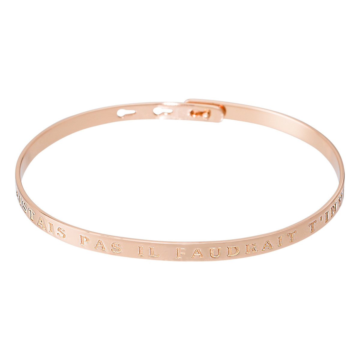 Bracelet Jonc à message "SI TU N"EXISTAIS PAS IL FAUDRAIT T"INVENTER" rosé Bracelet à message "Si Tu n'Existais Pas Il Faudrait T'Inventer" Laiton rosé