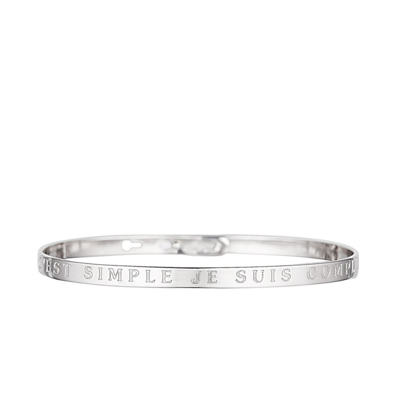 Bracelet Jonc à message "C"EST SIMPLE JE SUIS COMPLIQUEE" argenté Bracelet Jonc à message "C"EST SIMPLE JE SUIS COMPLIQUEE" argenté