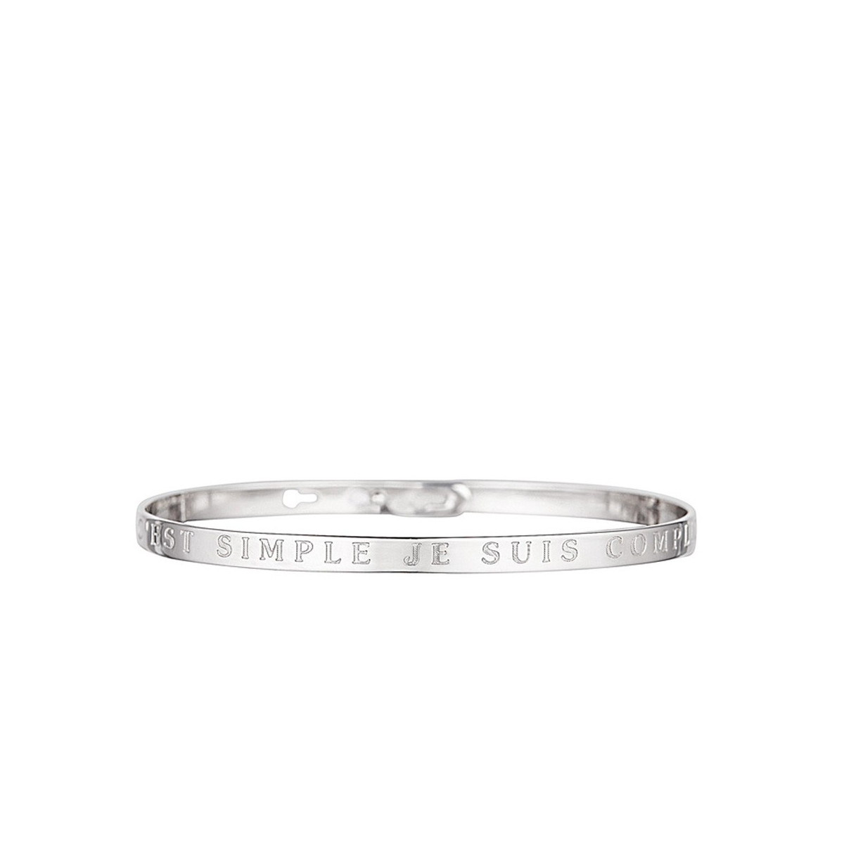 Bracelet Jonc à message "C"EST SIMPLE JE SUIS COMPLIQUEE" argenté Bracelet à message "c'est Simple Je suis Compliquee" Laiton argenté