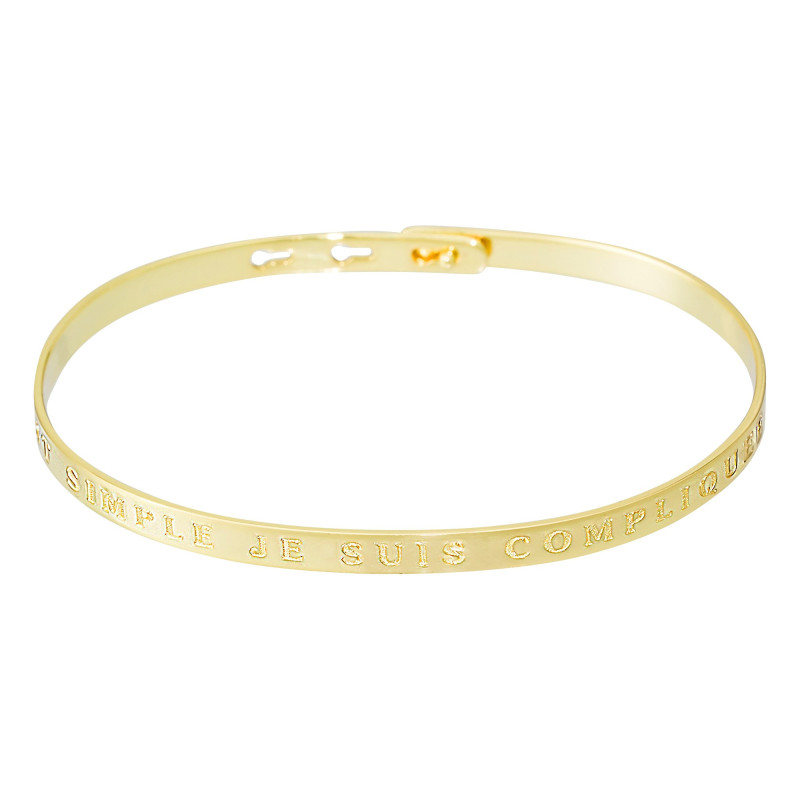 Bracelet Jonc à message "C"EST SIMPLE JE SUIS COMPLIQUEE" doré Bracelet Jonc à message "C"EST SIMPLE JE SUIS COMPLIQUEE" doré