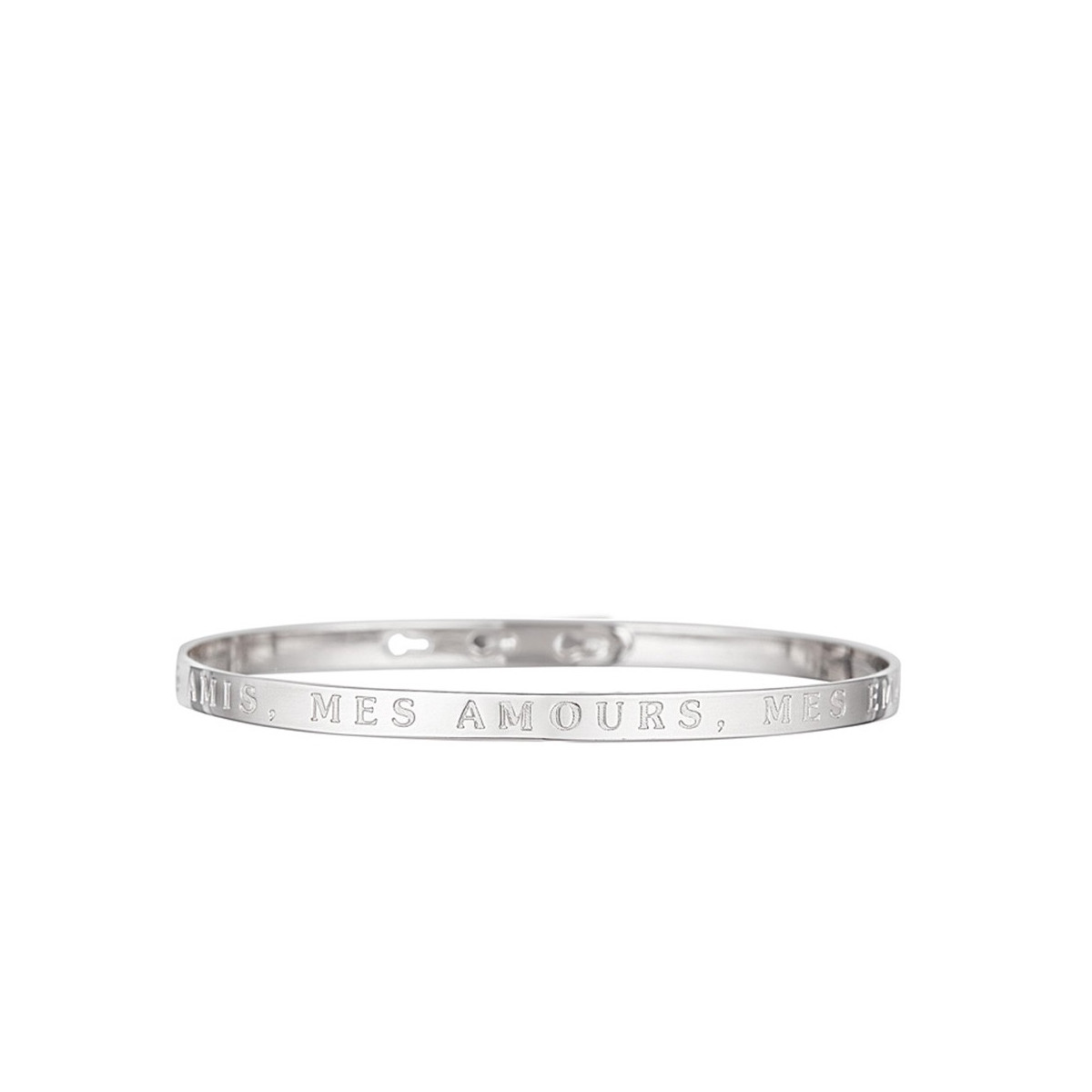 Bracelet Jonc à message "MES AMIS, MES AMOURS, MES EMMERDES" argenté Bracelet à message "Mes Amis, Mes Amours, Mes Emmerdes" Laiton argenté