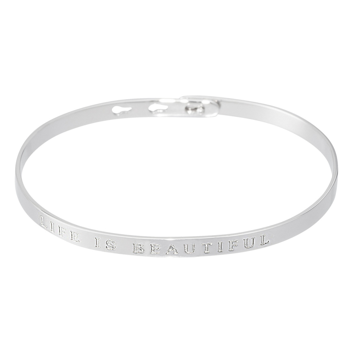 Bracelet à message "Life Is Beautiful" Laiton argenté