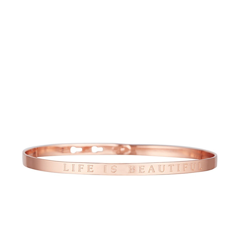 Bracelet Jonc à message "LIFE IS BEAUTIFUL" rosé Bracelet Jonc à message "LIFE IS BEAUTIFUL" rosé