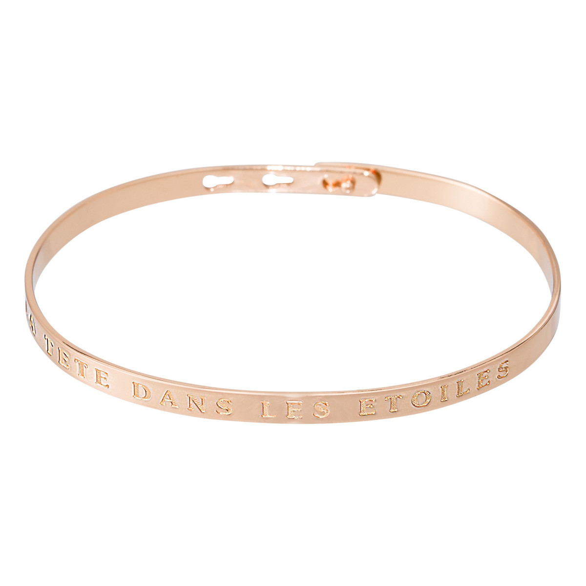 "LA TETE DANS LES ETOILES" Jonc rosé bracelet à message