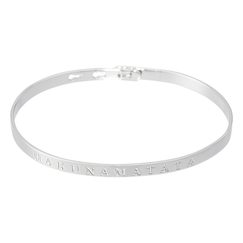 Bracelet Jonc à message "HAKUNAMATATA" argenté Bracelet Jonc à message "HAKUNAMATATA" argenté
