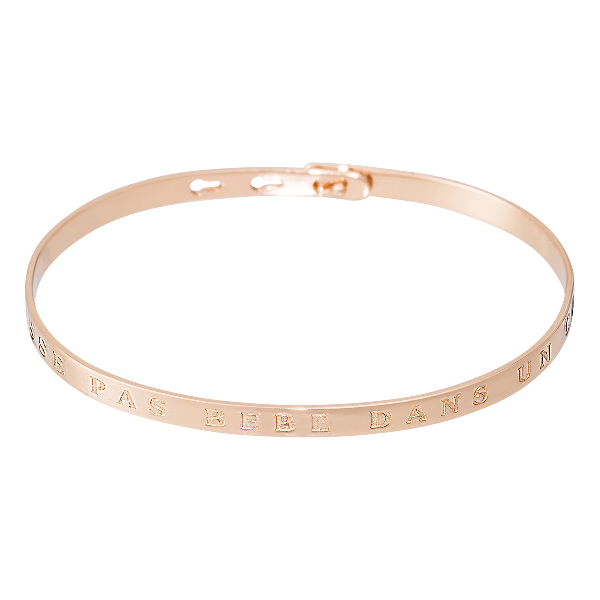 "ON LAISSE PAS BÉBÉ DANS UN COIN" Jonc rosé bracelet à message