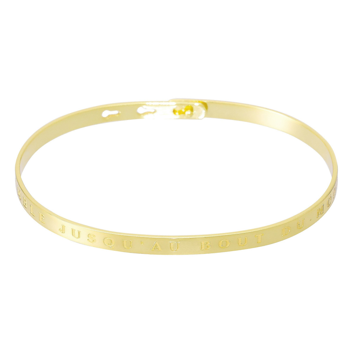 Bracelet Jonc à message "ENSEMBLE JUSQU"AU BOUT DU MONDE" doré Bracelet à message "Ensemble Jusqu'Au Bout du Monde" Laiton doré