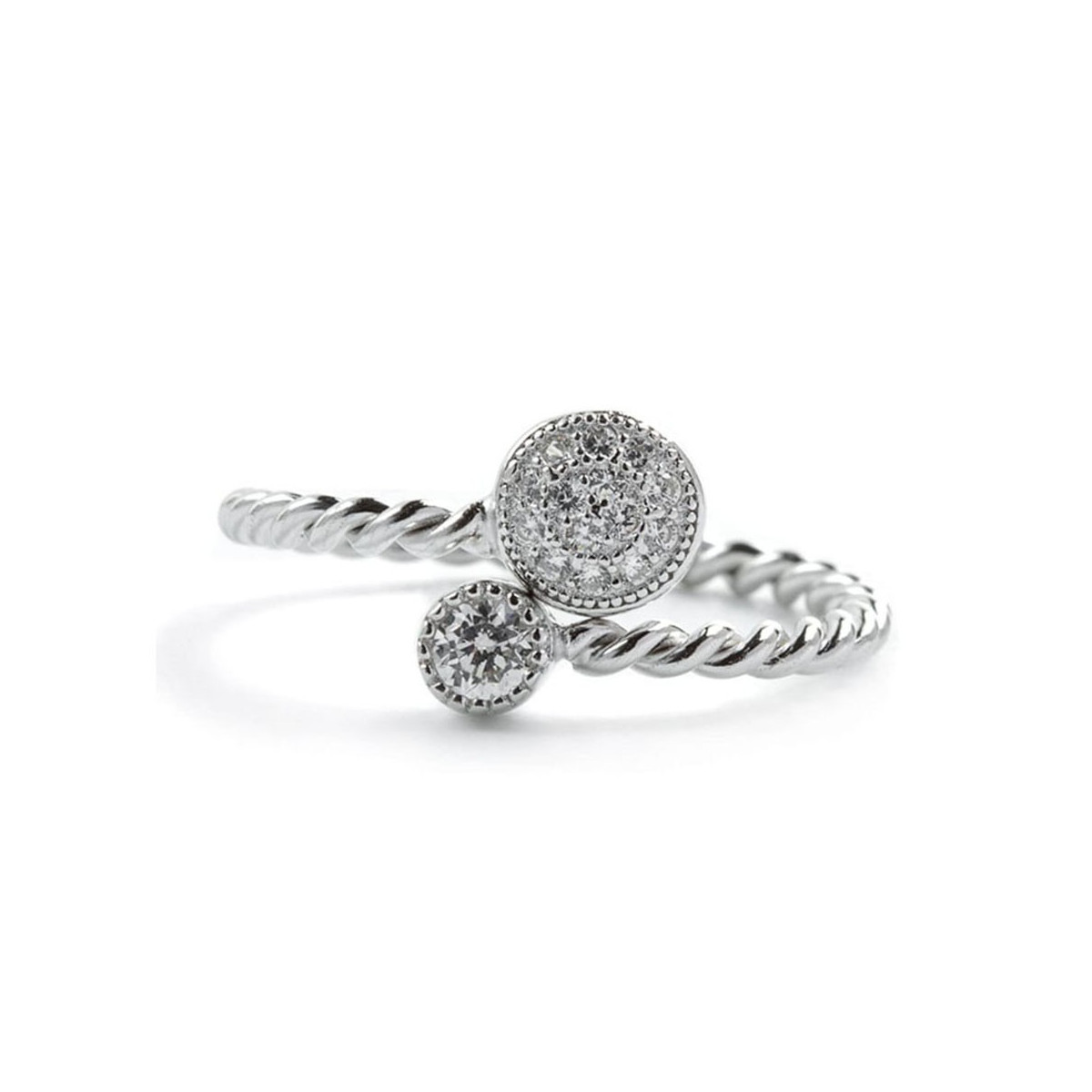 Bague argent et oxydes de zirconium "Atomia"