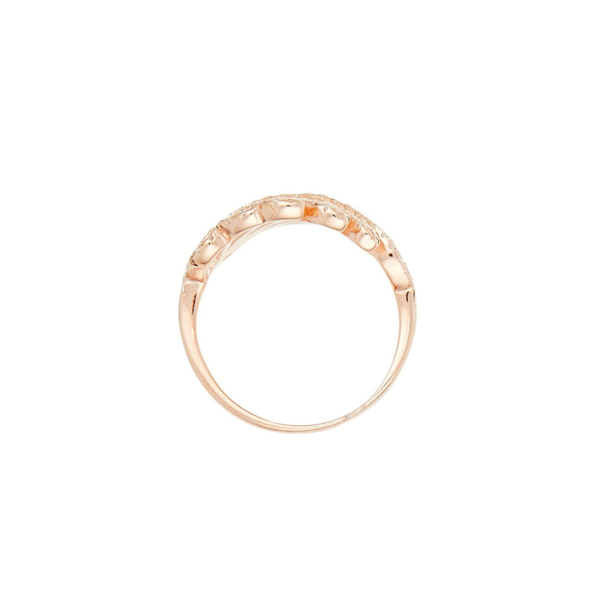 Bague Vermeil Rose et oxydes de zirconium "Feuille Eclat"