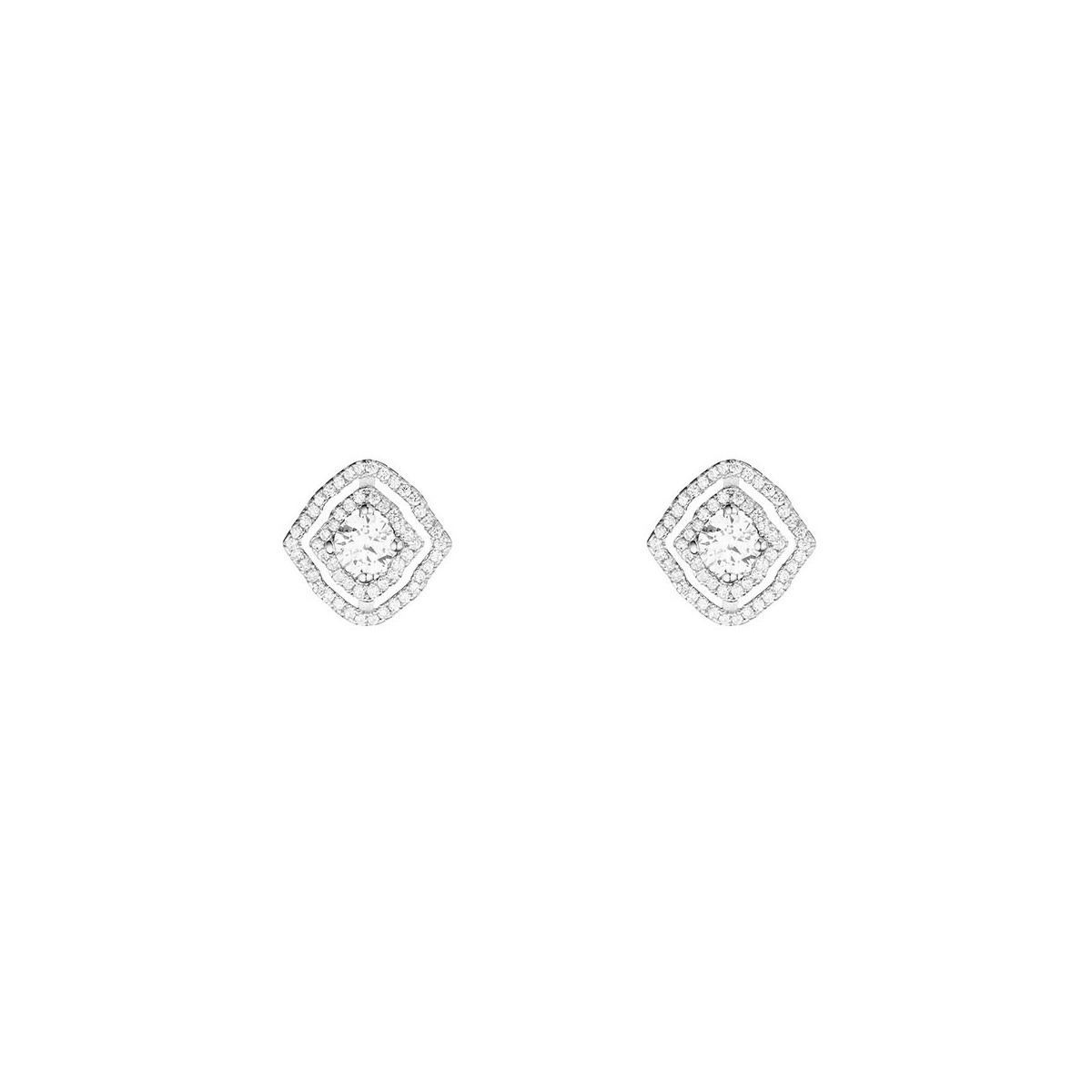 Boucles d'oreilles coussins brillantini en argent 925 Boucles d'oreilles argent et oxydes de zirconium "Coussins Brillantini"